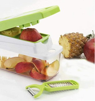 Wonder 13 In 1 Fruit  Vegetable Chopper Stainless Steel Blade Chopper,Hand Chopper Cutter,Fruit Slicer Cutte,Onion Cutter,Peeler Cutter,Chip Set Cutter,Fruit Chopper Cutter (Multicolor)