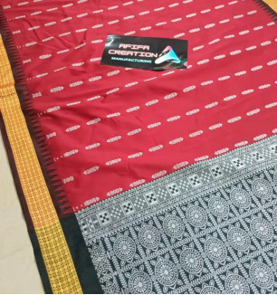 Banarasi Satin Sambhalpuri Resham Embroidery Saree With Blouse Piece