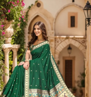 Beautiful Paithani Silk Saree With Blouse Piece