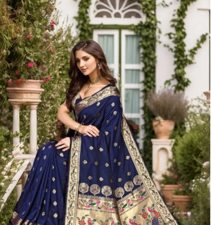 Beautiful Paithani Silk Saree With Blouse Piece