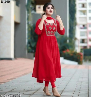 Beautiful Rayon Kurta, Bottom And Dupatta Set